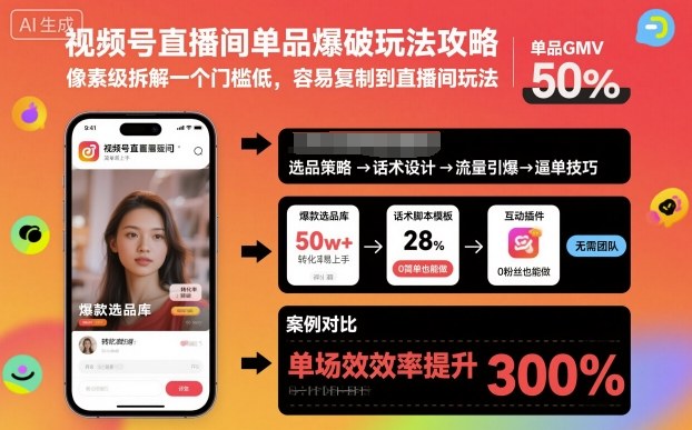 视频号直播间单品爆破玩法攻略，像素级拆解一个门槛低，容易复制到直播间玩法-资源宝库