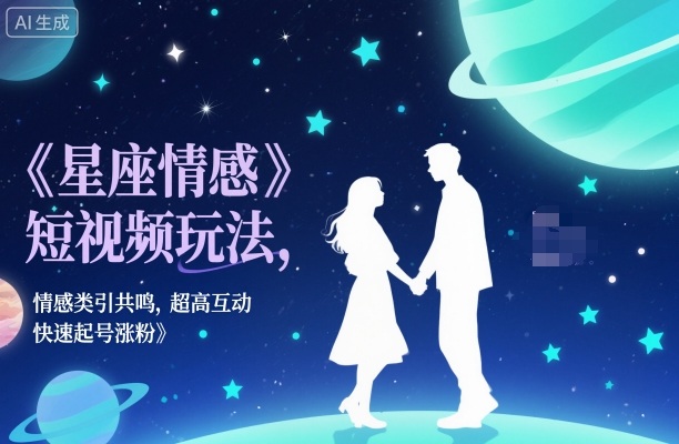 星座情感短视频玩法,情感类引共鸣,超高互动,快速起号涨粉-资源宝库