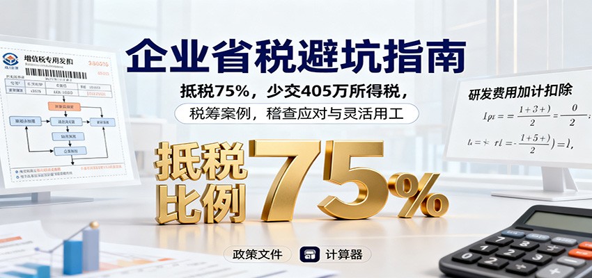 企业省税避坑指南：抵税75%，少交405万所得税，税筹案例，稽查应对与灵活用工-资源宝库