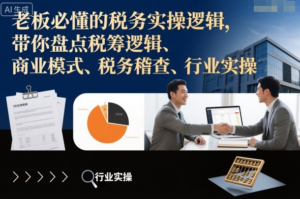 老板必懂的税务实操逻辑,带你盘点税筹逻辑、商业模式、税务稽查、行业实操-资源宝库