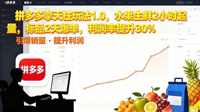 拼多多 擎天柱玩法1.0，水果生鲜2小时起量，标品2天爆单，利润率提升30%-资源宝库