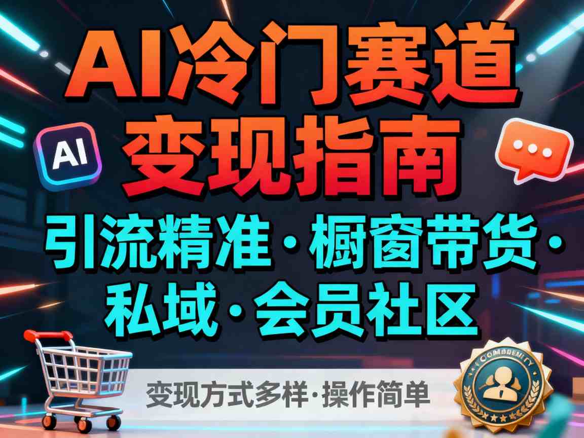 AI冷门赛道,引流精准,橱窗带货+私域+会员社区,变现方式多样,操作简单-资源宝库
