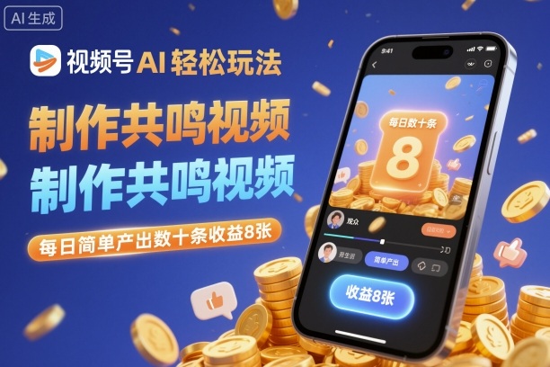 视频号AI轻松玩法，制作共鸣视频，每日简单产出数十条收益8张-资源宝库
