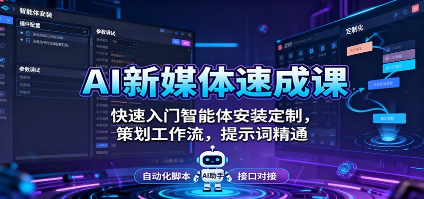 AI新媒体速成课:快速入门智能体安装定制,策划工作流,提示词精通-资源宝库