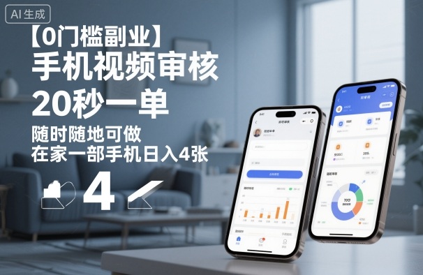 【0门槛副业】手机视频审核，20秒一单，随时随地可做，在家一部手机日入4张【揭秘】-资源宝库
