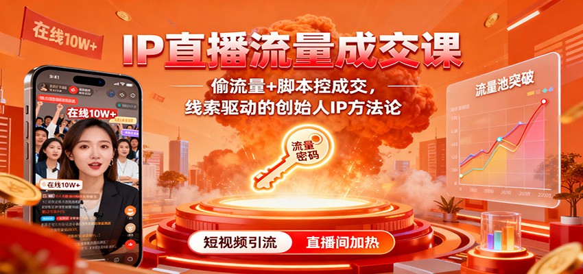 IP直播流量成交课:偷流量+脚本控成交,线索驱动的创始人IP方法论-资源宝库