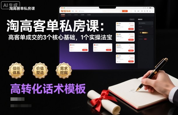 淘高客单私房课：高客单成交的3个核心基础，1个实操法宝-资源宝库