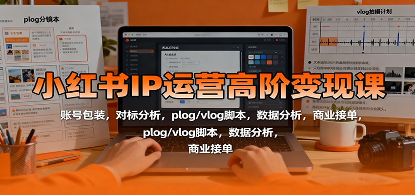 小红书IP运营高阶变现课:账号包装,对标分析,plog/vlog脚本,数据分析,商业接单-资源宝库