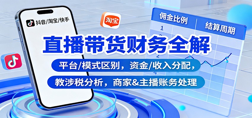 直播带货财务全解:平台/模式区别,资金/收入分配,涉税分析,商家&主播账务处理-资源宝库