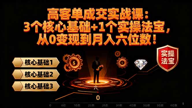 高 客单成交实战课：3个核心基础+1个实操法宝，从0变现到月入六位数！-资源宝库
