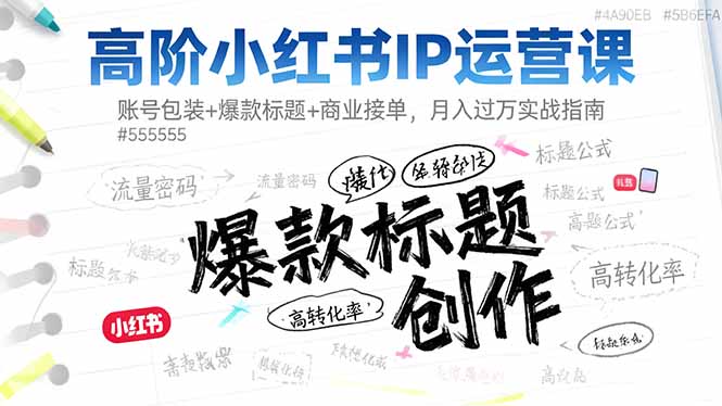 高阶小红书IP运营课：账号包装+爆款标题+商业接单，月入过万实战指南-资源宝库