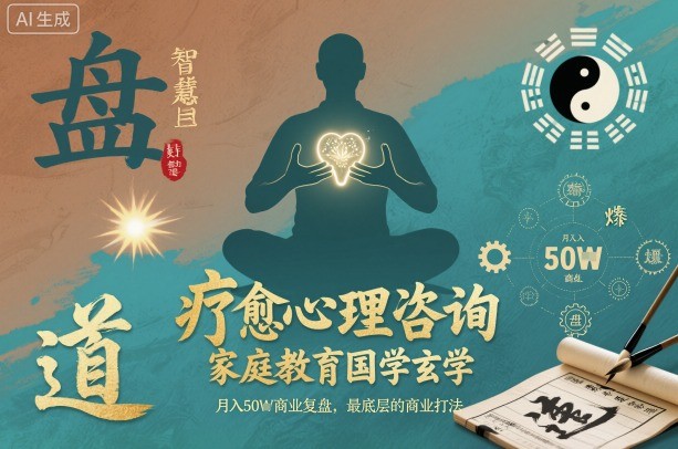 疗愈心理咨询，家庭教育国学玄学，月入50个商业复盘，最底层的商业打法-资源宝库