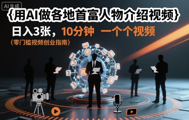 用AI做各地首富人物介绍视频，日入3张，10分钟一个视频-资源宝库