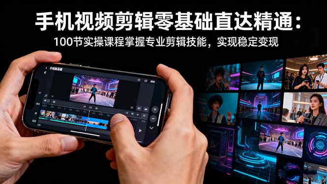 手机视频剪辑零基础直达精通:100节实操课程掌握专业剪辑技能,实现稳…-资源宝库