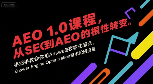 AEO 1.0 课程，从SEO到AE0的基命性转变，手把手教会你用AnswerEngineOptimization技术抢回流量(更新)-资源宝库