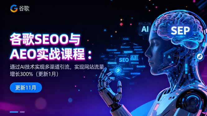 谷歌SEO与AEO实战课程：通过AI技术实现多渠道引流，实现网站流量增长300%-资源宝库
