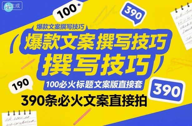 爆款文案撰写技巧，100个必火标题文案模版直接套，390条必火文案直接拍-资源宝库