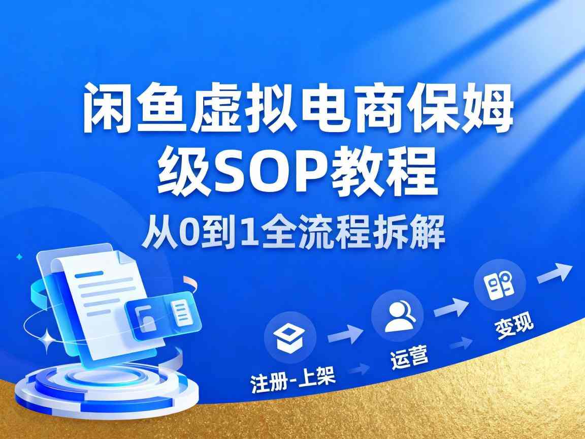 闲鱼虚拟电商，月入轻松过1W，保姆级SOP教程-资源宝库