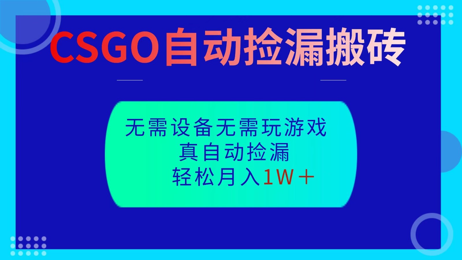 CSGO自动捡漏搬砖，当天操作当天见结果，无需了解游戏，包教包会包落地-资源宝库