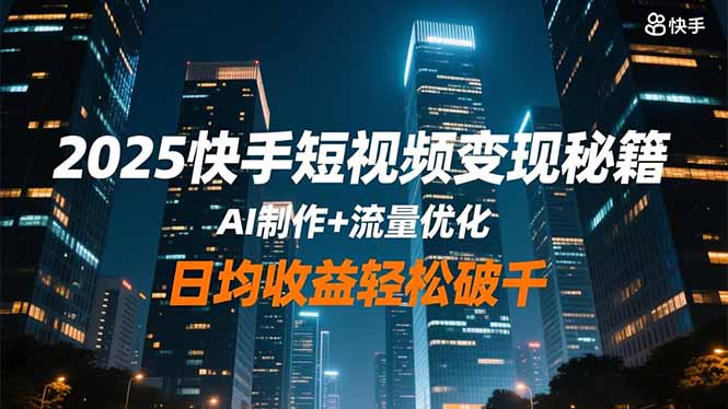2025快手短视频变现秘籍,AI制作+流量优化,日均收益轻松破千-资源宝库