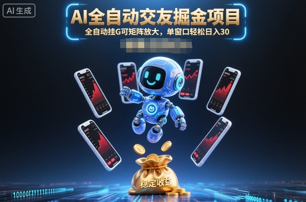 AI全自动交友掘金项目,全自动挂G可矩阵放大,单窗口轻松日入30+【揭秘】-资源宝库