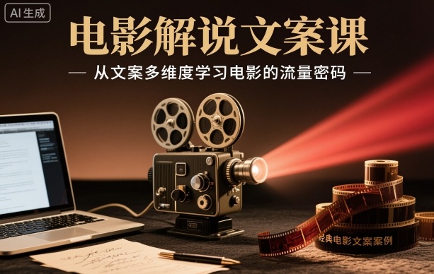 电影解说文案课,从文案多维度学习电影的流量密码-资源宝库