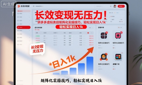 长效变现无压力!拼多多虚拟类目矩阵化实操技巧,轻松实现日入1k【揭秘】-资源宝库
