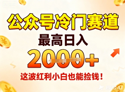 公众号冷门赛道,最高日入1k+,这波红利小白也能捡钱!-资源宝库