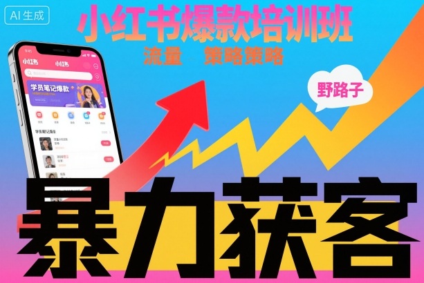 小红书爆款培训班，小红书获客野路子流量打法，暴力持续获客-资源宝库