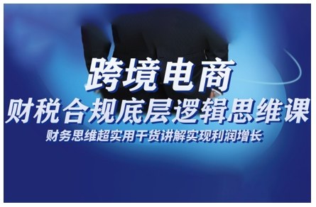 跨境电商财稅合规底层逻辑思维课，财务思维超实用于货讲解实现利润增长-资源宝库