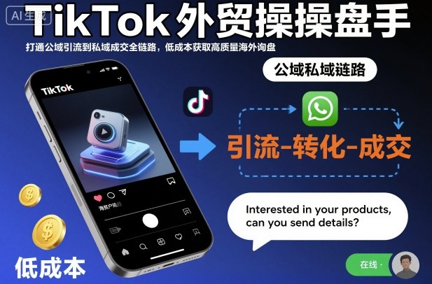 TikTok外贸操盘手,打通公域引流到私域成交全链路,低成本获取高质量海外询盘-资源宝库