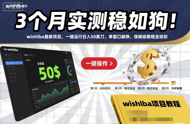 3个月实测稳如狗！wishlba最新项目，一键运行日入50美刀，单窗口躺挣，保姆级教程全给你【揭秘】-资源宝库