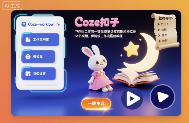 Coze扣子工作流一键生成童话皮克斯风格立体书视频,保姆级工作流搭建教程-资源宝库