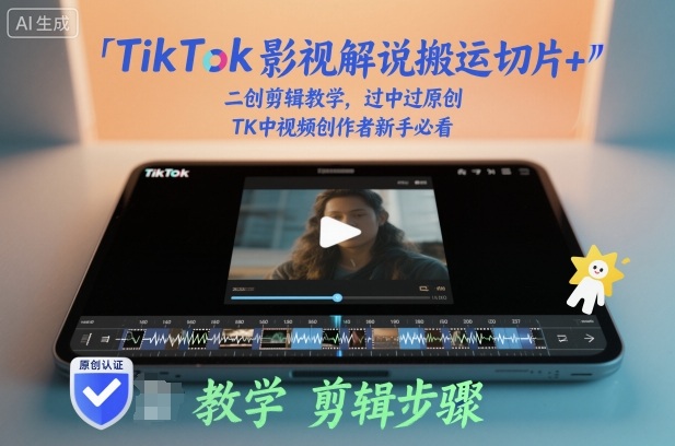 TikTok影视解说搬运切片+二创剪辑教学，过中过原创，TK中视频创作者新手必看-资源宝库