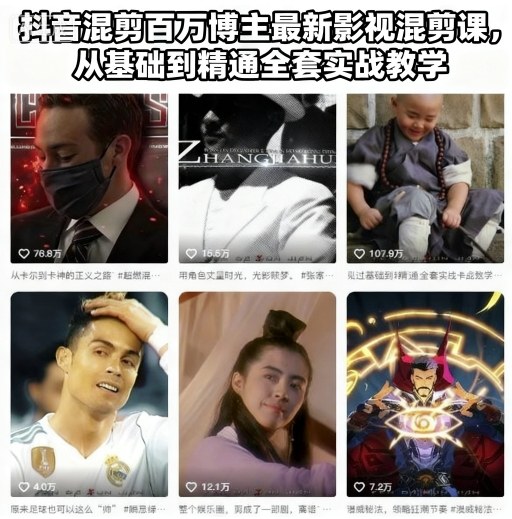 抖音混剪百万博主最新影视混剪课，从基础到精通全套实战教学(更新)-资源宝库