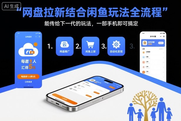 网盘拉新结合闲鱼玩法全流程,能传给下一代的玩法,一部手机即可搞定(附入口渠道以及实操教程)-资源宝库