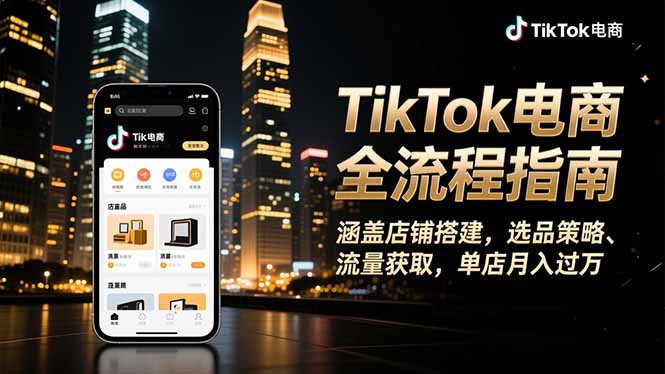 TikTok电商全流程指南，涵盖店铺搭建、选品策略、流量获取，单店月入过万-资源宝库