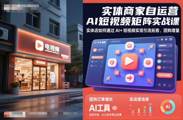 实体商家自运营AI短视频矩阵实战课，实体店如何通过AI+短视频实现引流拓客、团购增量-资源宝库