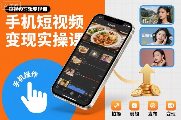 手机短视频变现实操课，短视频剪辑变现课-资源宝库
