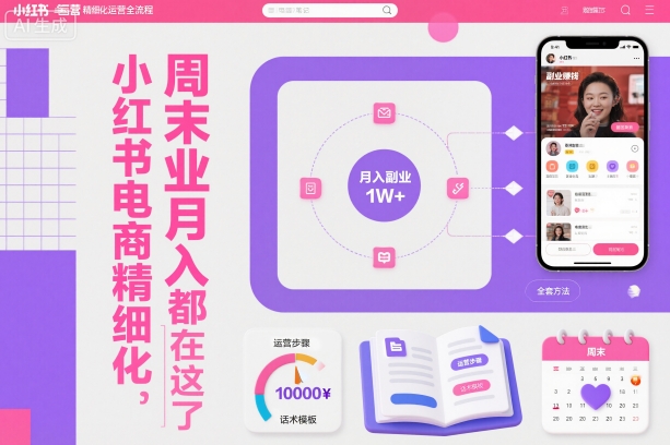 小红书电商精细化运营全流程，周末副业月入1W+，全套方法都在这了-资源宝库