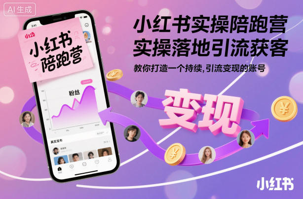 小红书实操陪跑营，实操落地引流获客，教你打造一个持续引流变现的账号-资源宝库