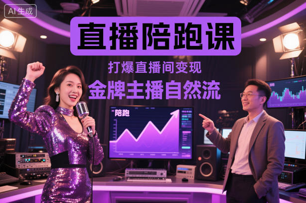 直播陪跑课，金牌主播自然流打爆直播间，复制高变现玩法-资源宝库