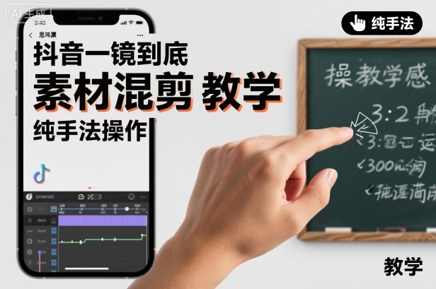 抖音一镜到底素材混剪教学，纯手法操作-资源宝库