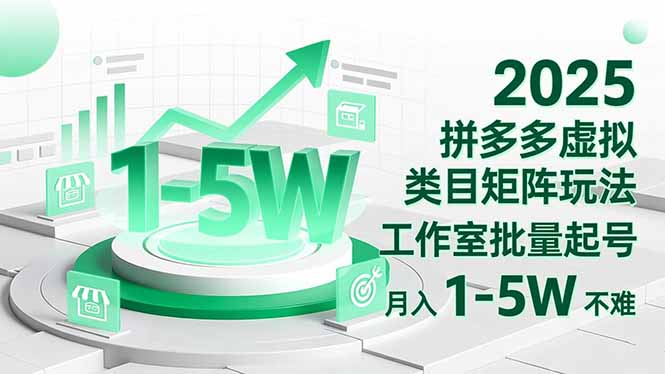 2025 拼多多虚拟类目矩阵玩法，工作室批量起号，月入 1-5W 不难-资源宝库