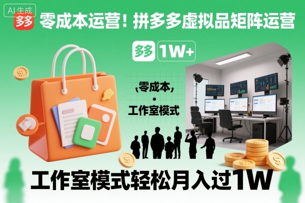 零成本运营!拼多多虚拟品矩阵运营,工作室模式轻松月入过1W-资源宝库