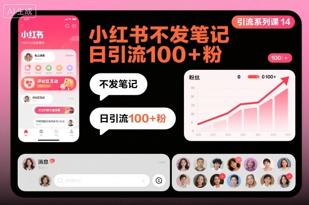 引流系列课14:小红书不发笔记日引流100+粉-资源宝库