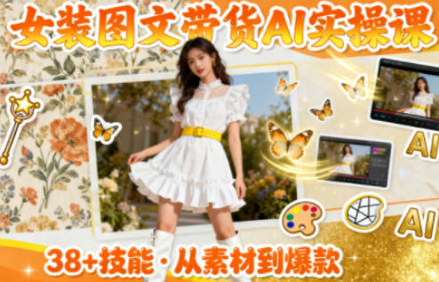 女装图文带货的AI实操课,覆盖38个实用技能,快速提升素材制作效率-资源宝库