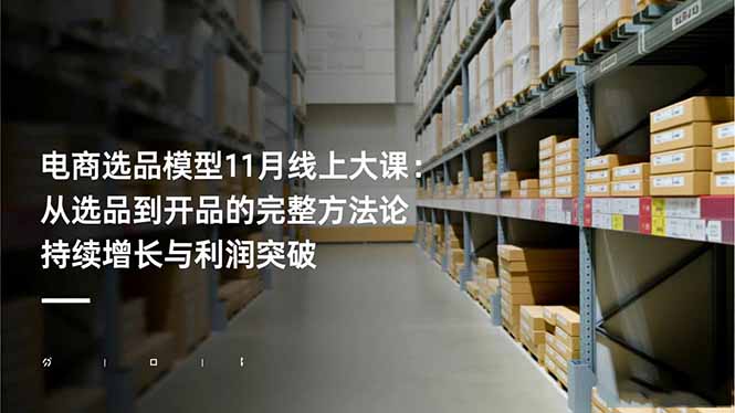 电商选品模型11月线上大课：从选品到开品的完整方法论 持续增长与利润突破-资源宝库