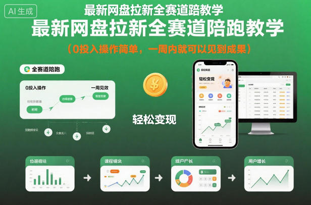 最新网盘拉新全赛道陪跑教学，0投入操作简单，一周内就可以见到成果-资源宝库