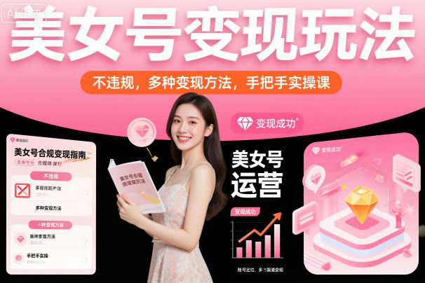 美女号变现玩法，不违规，多种变现方法，手把手实操课-资源宝库